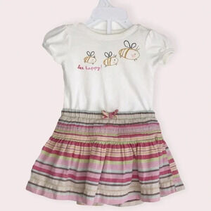 Baby Gap skirt outfit Bee Happy pastel linen stripes size 3-6 months